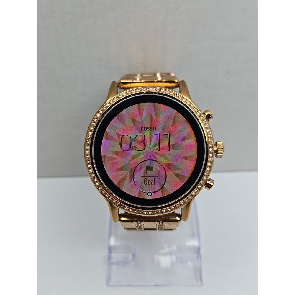 Womens Fossil Gen 5 Julianna HR FTW6035 Rose Gold Crystal Smartwatch OS - Read